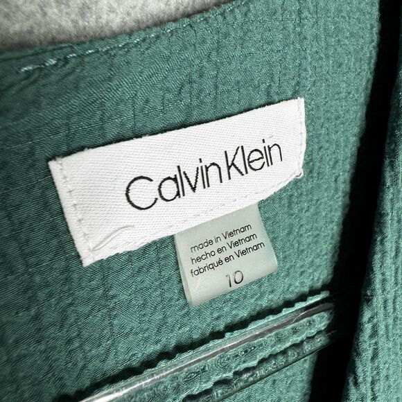 Calvin Klein Green‎ Women’s Romper Size 10 Belted Cropped Career Button Front - Picture 4 of 7